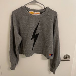 AVIATOR NATION Bolt Cropped Crew Sweatshirt